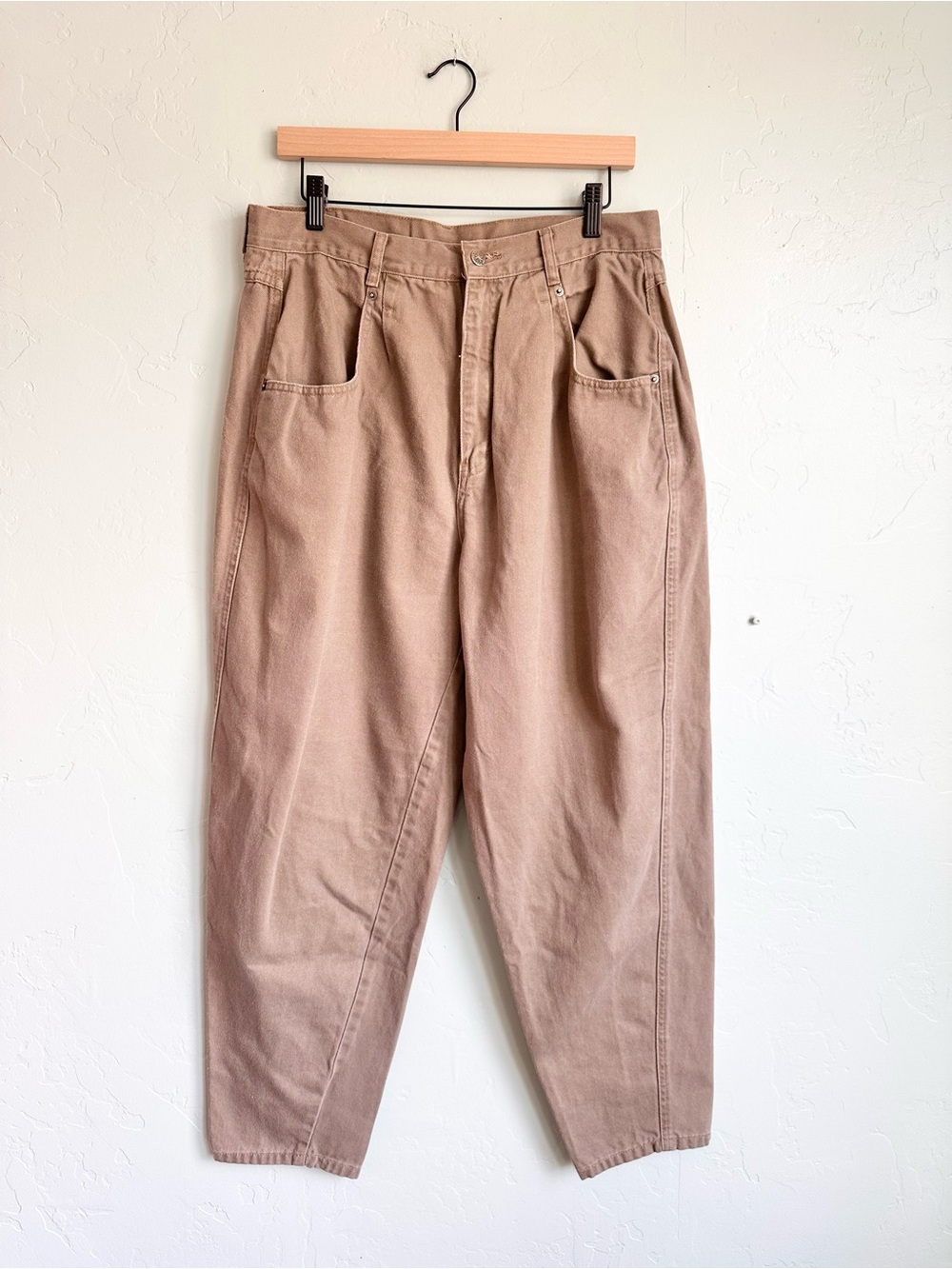 Vintage Brittania Women’s High Waist Barrel Balloon Jeans Brown Taupe Size 16x30
